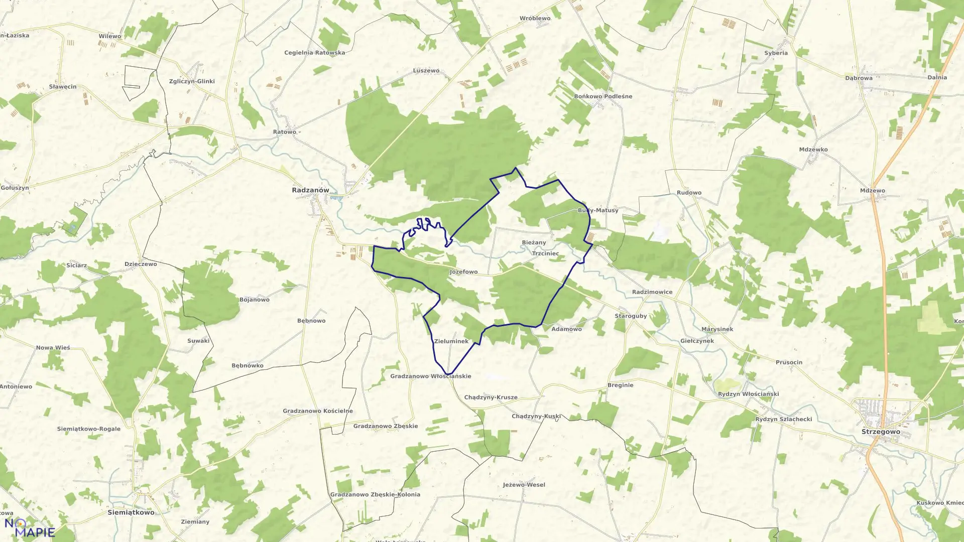 Mapa obrębu JÓZEFOWO w gminie Radzanów