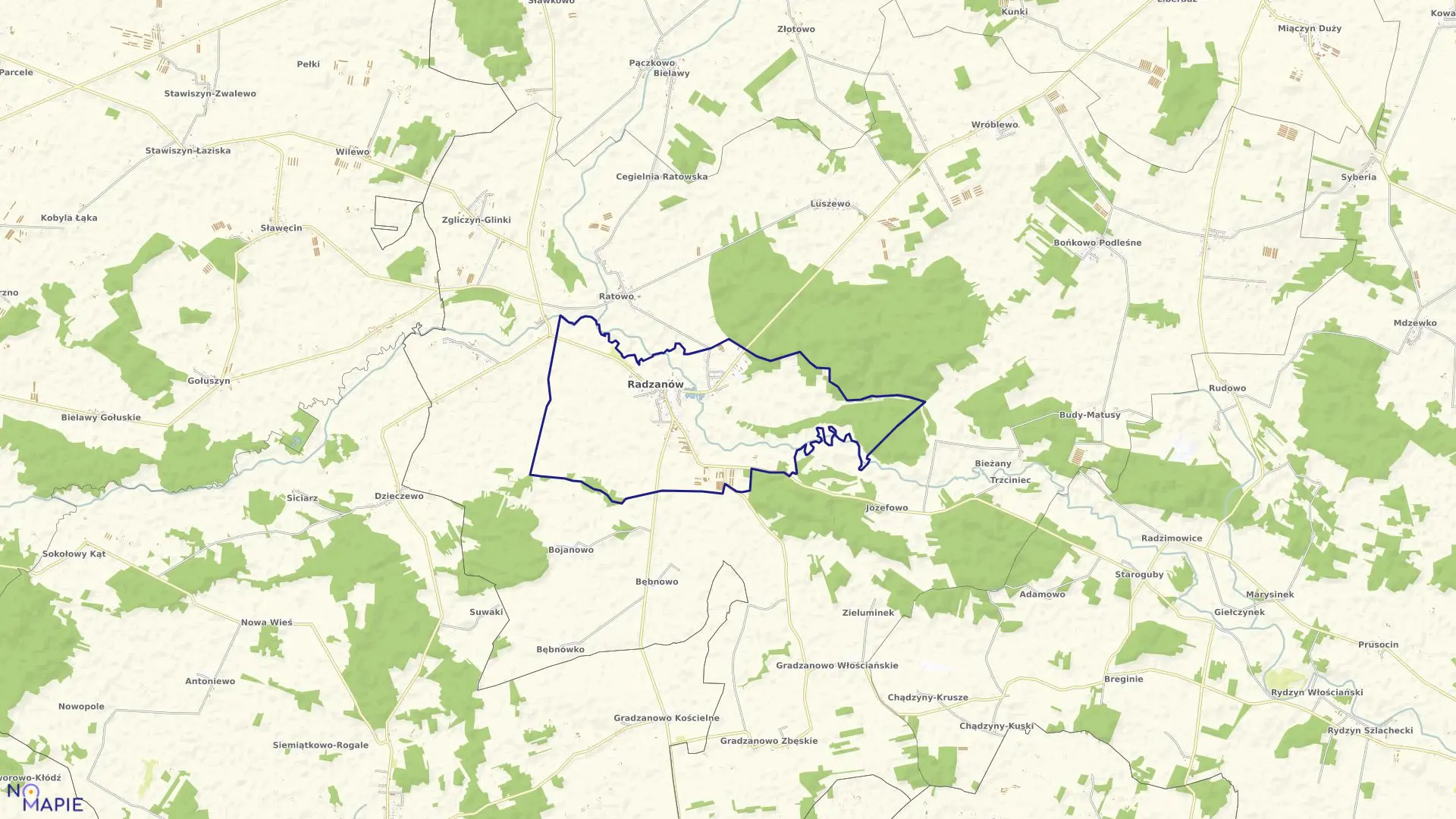 Mapa obrębu RADZANÓW w gminie Radzanów